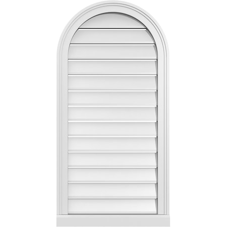 Ekena Millwork Round Top Surface Mount PVC Gable Vent: Functional, w/ 2"W x 2"P Brickmould Sill Frame, 20"W x 40"H GVPRT20X4003SF